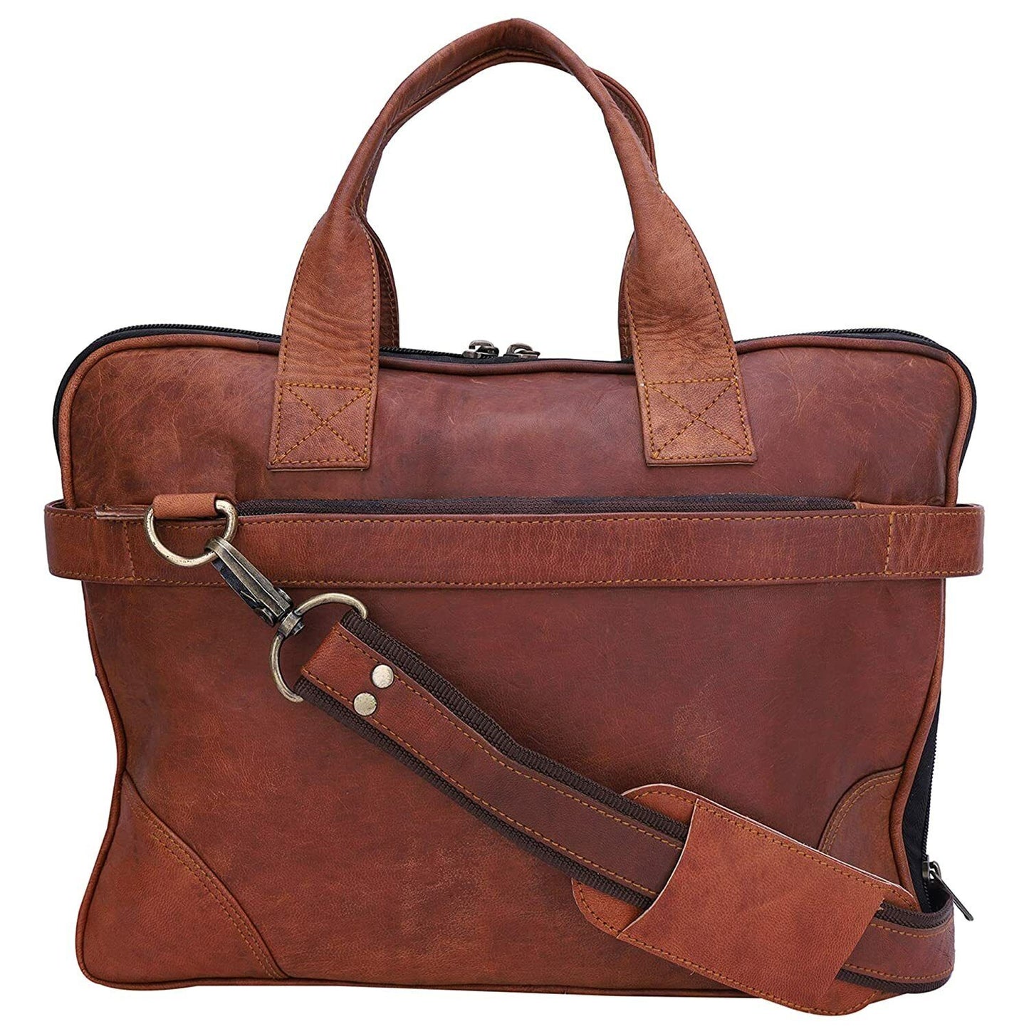 15" Laptop Sleev Briefcase Satchel Bag Men's Leather Genuine Vintage Messenger